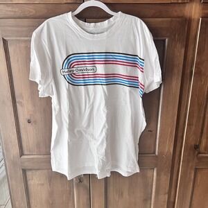 Harley Davidson-White W/Retro Striping T-Shirt Size Womens 2X